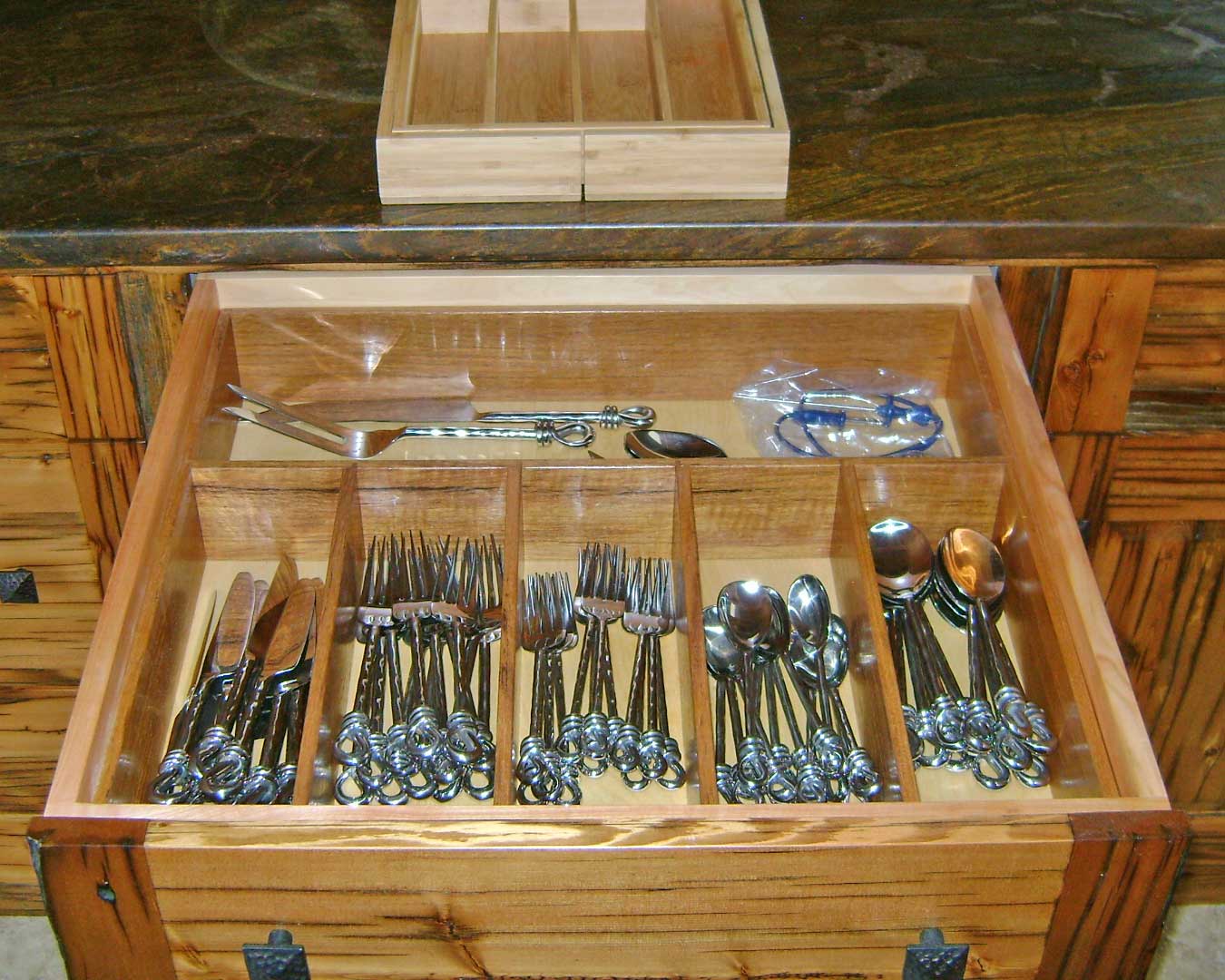 custom built-in silverware drawer tray