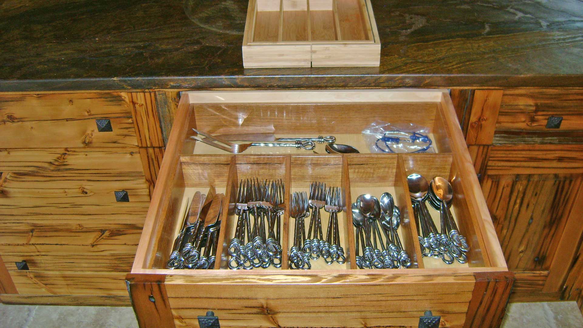 custom built-in silverware drawer tray